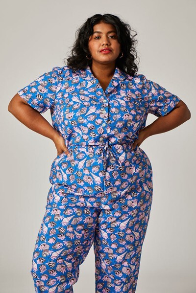 Rachel Antonoff Matthew Jumpsuit, size XS, blue and pink hermit