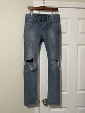 AllSaints Cigarette Distressed Medium Wash Skinny Jeans Size 30x31 Grunge