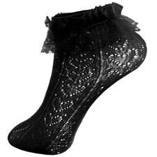 Women's Retro Heart Net Anklet Socks with Lace Ruffle