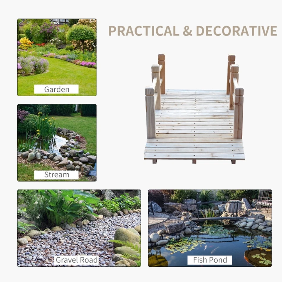 5 ft Wooden Garden Bridge Arc Footbridge - Image 4 of 4