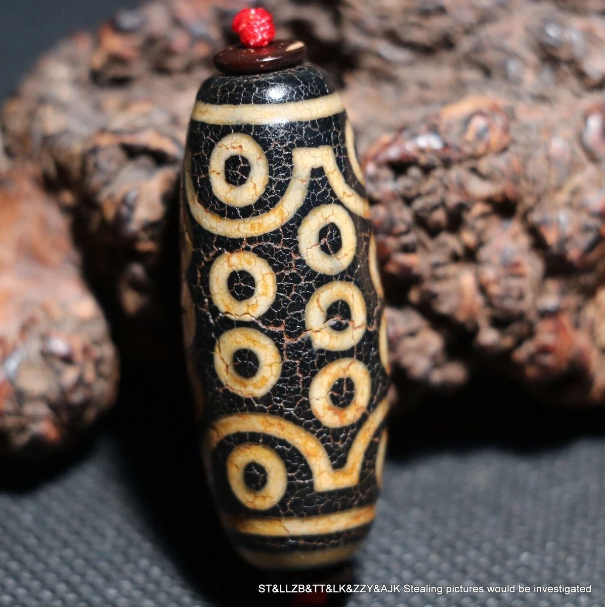Magic Power Tibetan Old Agate Ivory Color 21 Eye Master Large dZi Bead Pendant