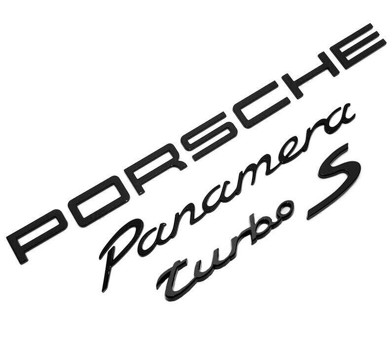 Poirsche Turbo Lettering 4pcs Matte black PORSCHE Panamera Turbo S Letters Rear Badge Emblem ...