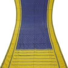 Vintage Blue Sarees 100 Pure Silk Kanjivaram Korvai - No Zari Sari 5YD Fabric