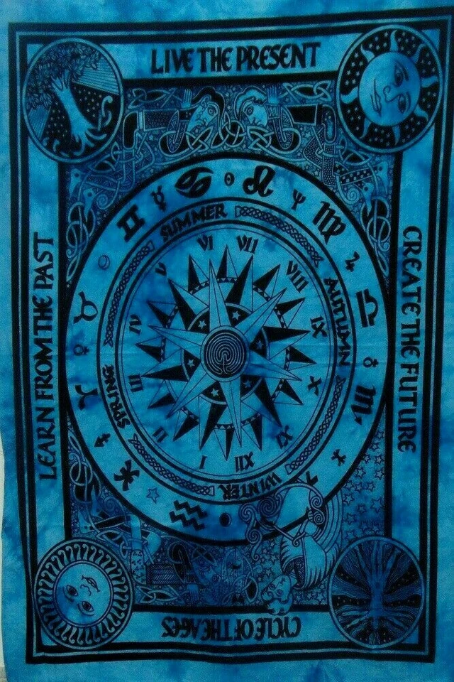 Tapiz Astrología Negro Azul Mandala Colgante de Pared Zodiaco Decoración Póster Arte en el Hogar Foto 3 de 3