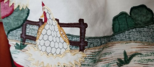 Country Farmhouse Style Chicken/Rooster Valence Curtain Set of 3 Embroidered - Afbeelding 6 van 8