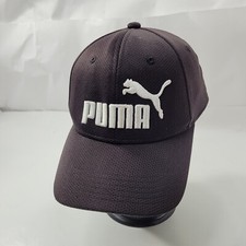 Puma Logo Embroidered Baseball Cap Hat Fitted Black Size S/M