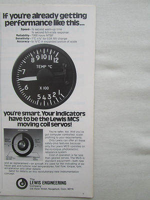 7/1977 PUB LEWIS ENGINEERING MCS INDICATOR INSTRUMENT ORIGINAL ANZEIGE