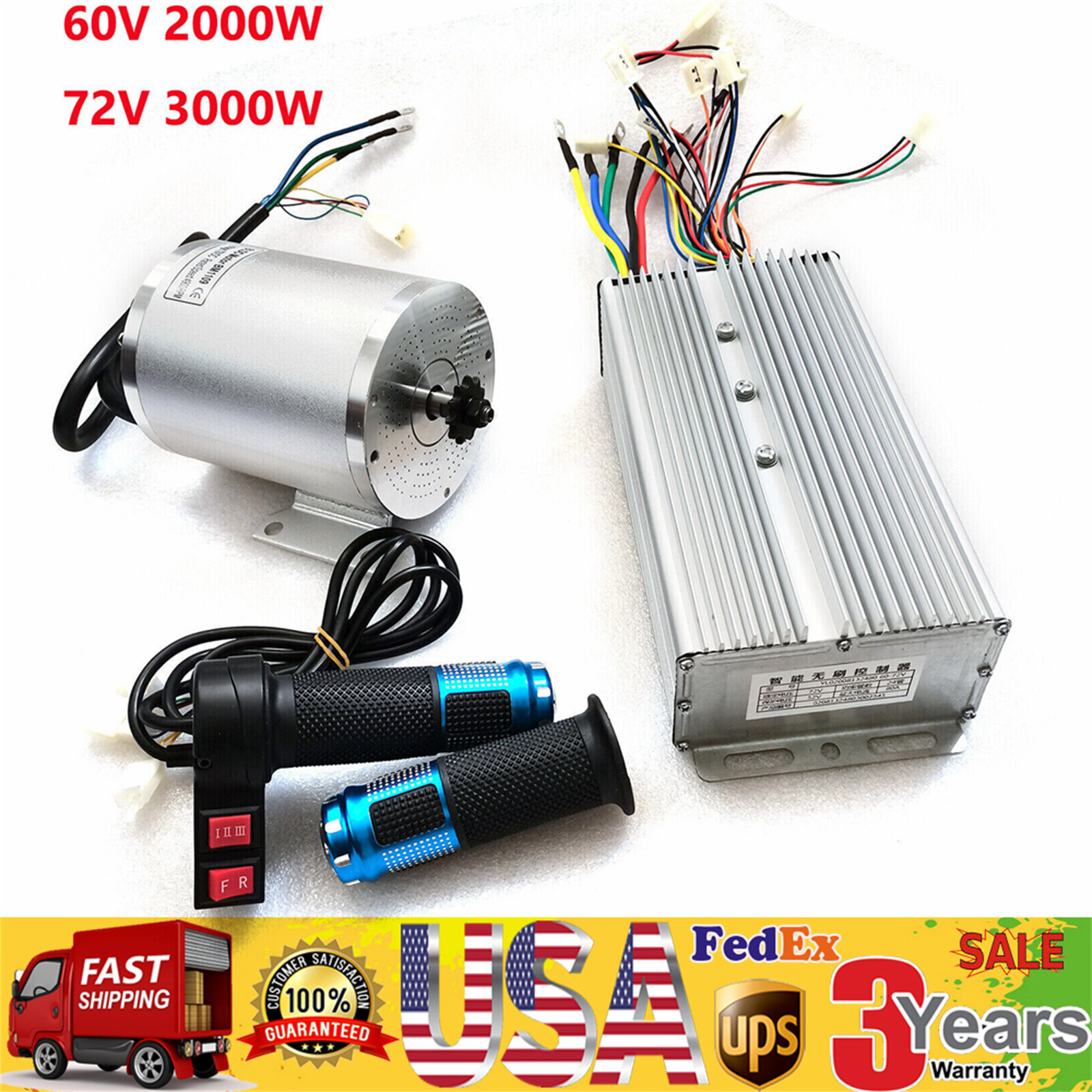 2000W/3000W 62/72V Electric Brushless DC Motor Controller Kit For E-Bike Scooter