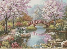 Bridge Over Spring Blossom River Counted Cross Stitch Chart No. 9-409/19