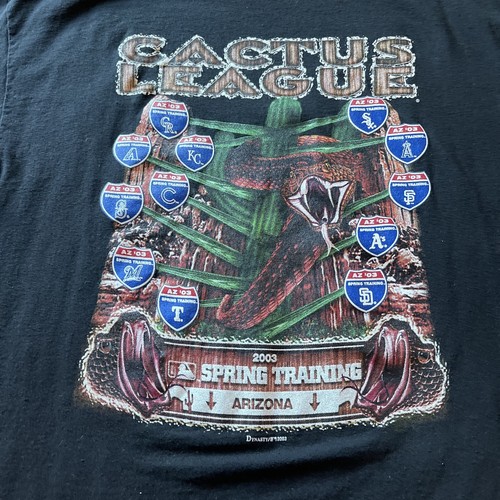 2003 MLB Spring Training Cactus League Men’s Size Large Black Tshirt 21”x 29” - Picture 2 of 9