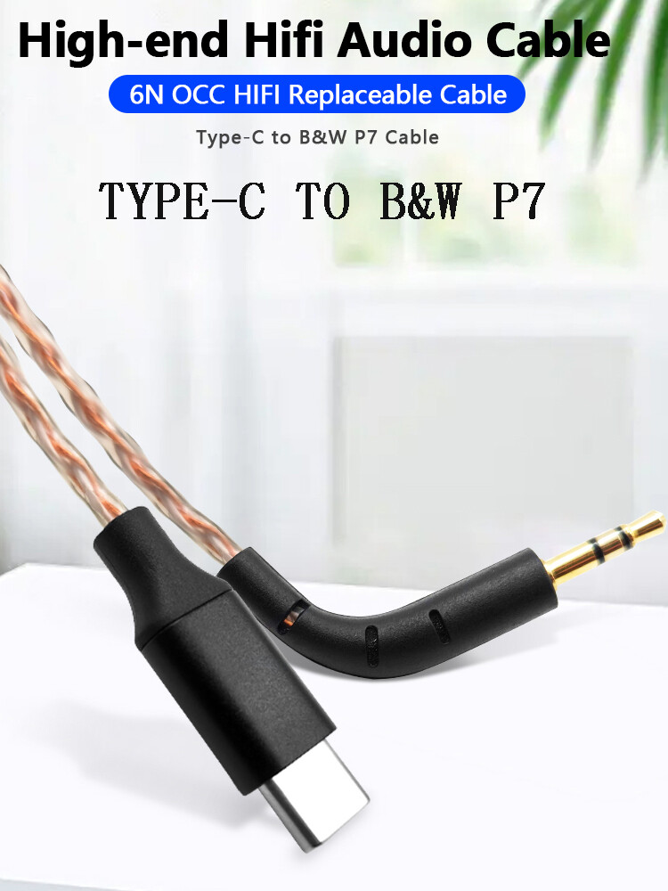 6N OCC HiFi DAC Type C To P7 Audio Cable For Bowers Wilkins B&W P7