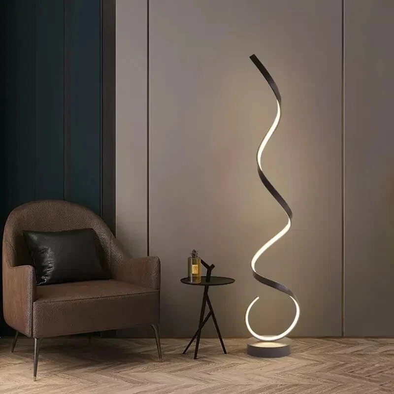 Modern Remote Control LED Strip Floor Lamp For Bed side Living Room Lounge Art