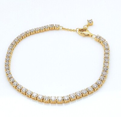 New 100% Authentic PANDORA 14k Gold Sparkling Crystals Tennis Bracelet  561469C01