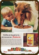 1964 Collie Dog Loves Friskies Dog Food Vntge-Look DECORATIVE REPLICA METAL SIGN
