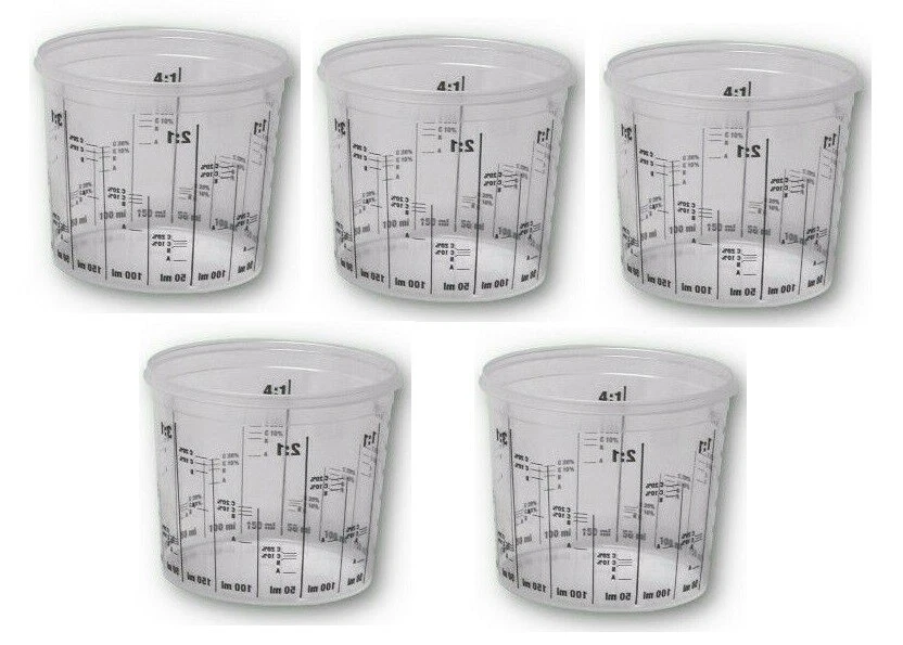 Lackmischbecher 5 Stück mit Skala Mischbecher 385ml Markenqualität AVO PVC385