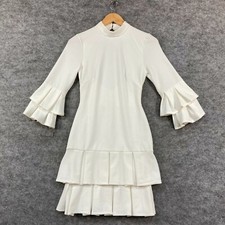 Pasduchas Womens Dress Size 6 / 8 White 3/4 Sleeve Lined Bodycon Boho 28718