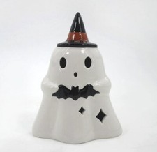 Halloween Ceramic LED Light Up Ghost Figurine Wearing Witch Hat Target Bullseye