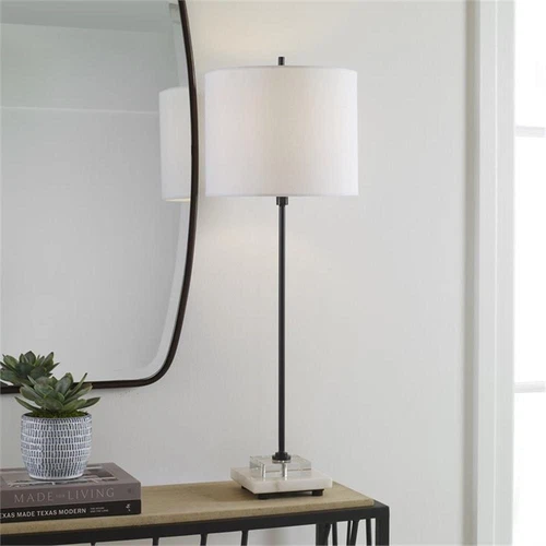 Uttermost Ciara Sleek and Simple Metal Buffet Lamp in White/Satin Black - Picture 5 of 8