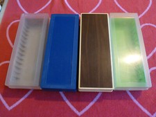 LOT OF 4 VARIOUS COLORED 15ct CASSETTE TAPE STORAGE CASES w/ LIDS