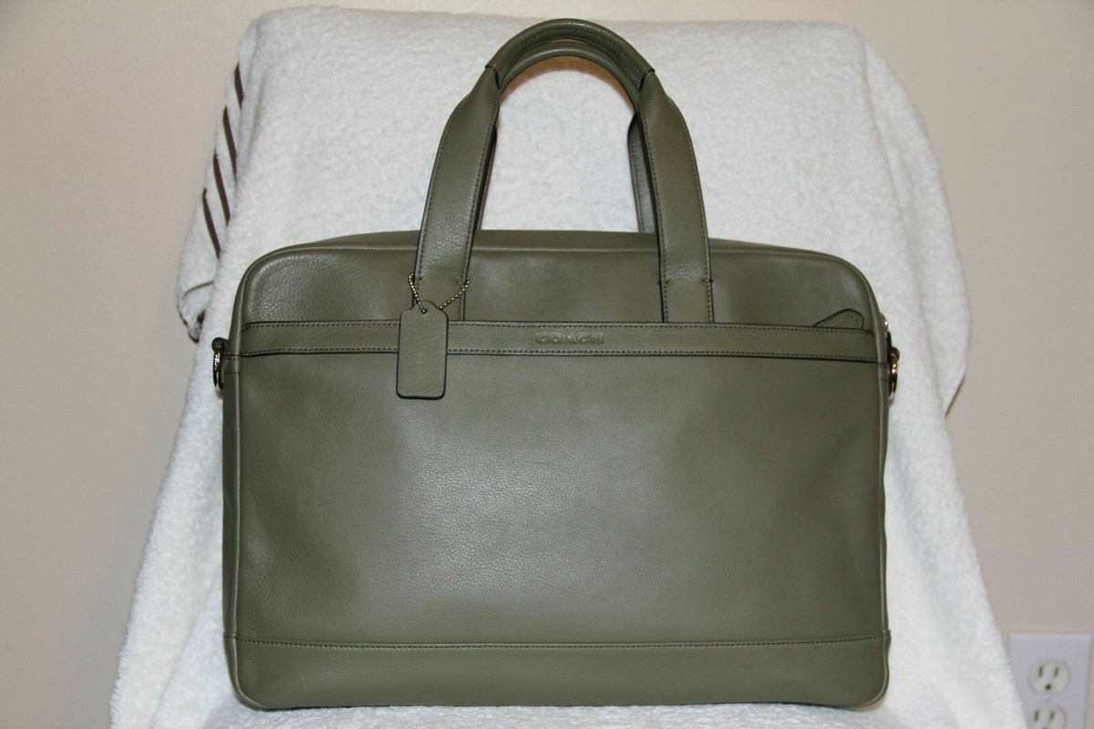 Coach Surplus Green Genuine Leather Hudson Briefcase Bag F71561 