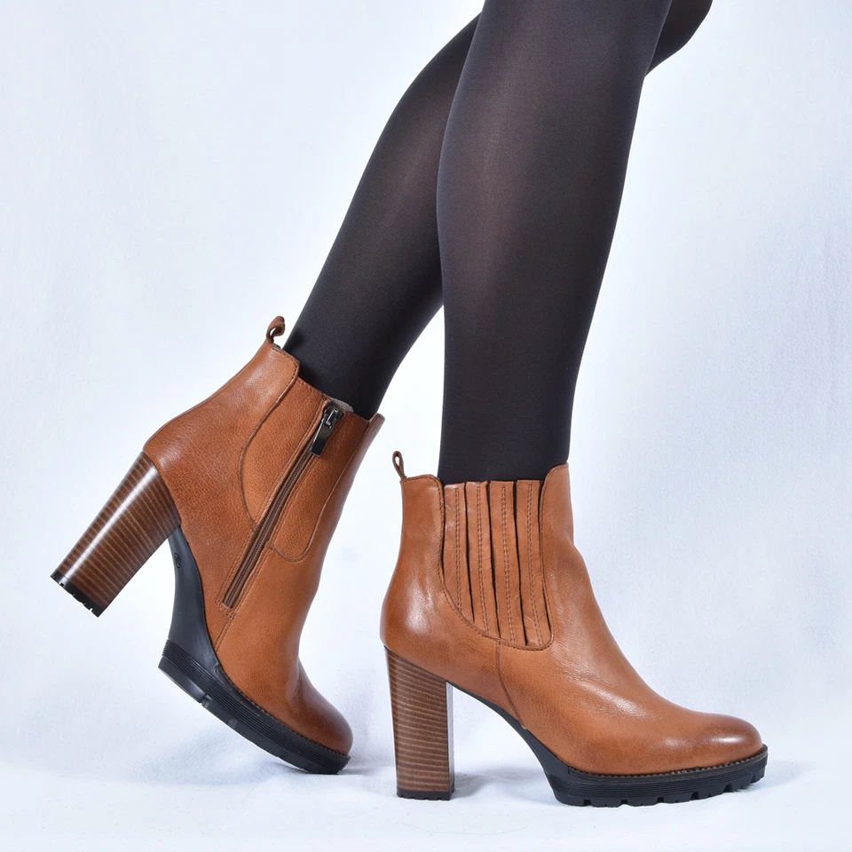 New Peperosa Damenschuhe Siefeletten Stiefel Boots Braun Leder 38 39  - Bild 3 von 4