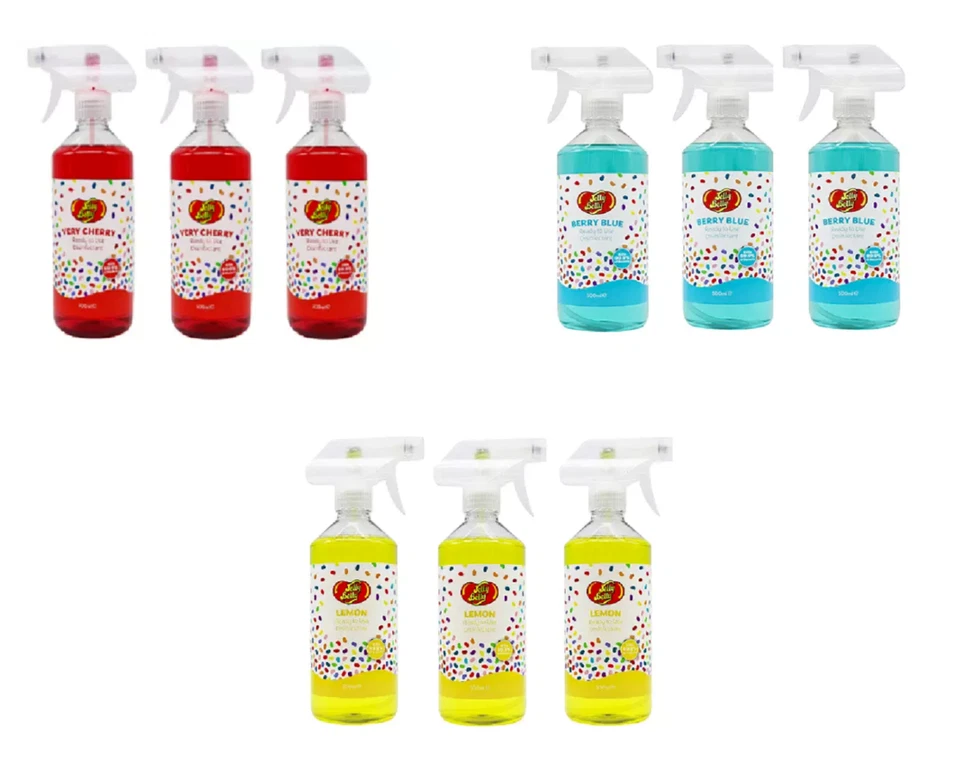 Jelly Belly Very Cherry Scented Disinfectant Trigger Spray Kill Bacteria 3x500ml