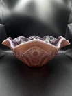 Large Vintage L E Smith Purple And White Carnival Glass Bowl EUC 1960