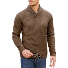 Men s Half Turtleneck Knitted Sweater Warm Long Sleeve Button Neck Pullover Top
