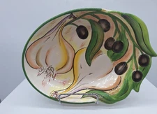 Clay Art Olives & Garlic Serving Dish  San Francisco  Ceramic  9 x 6 x 2 inches