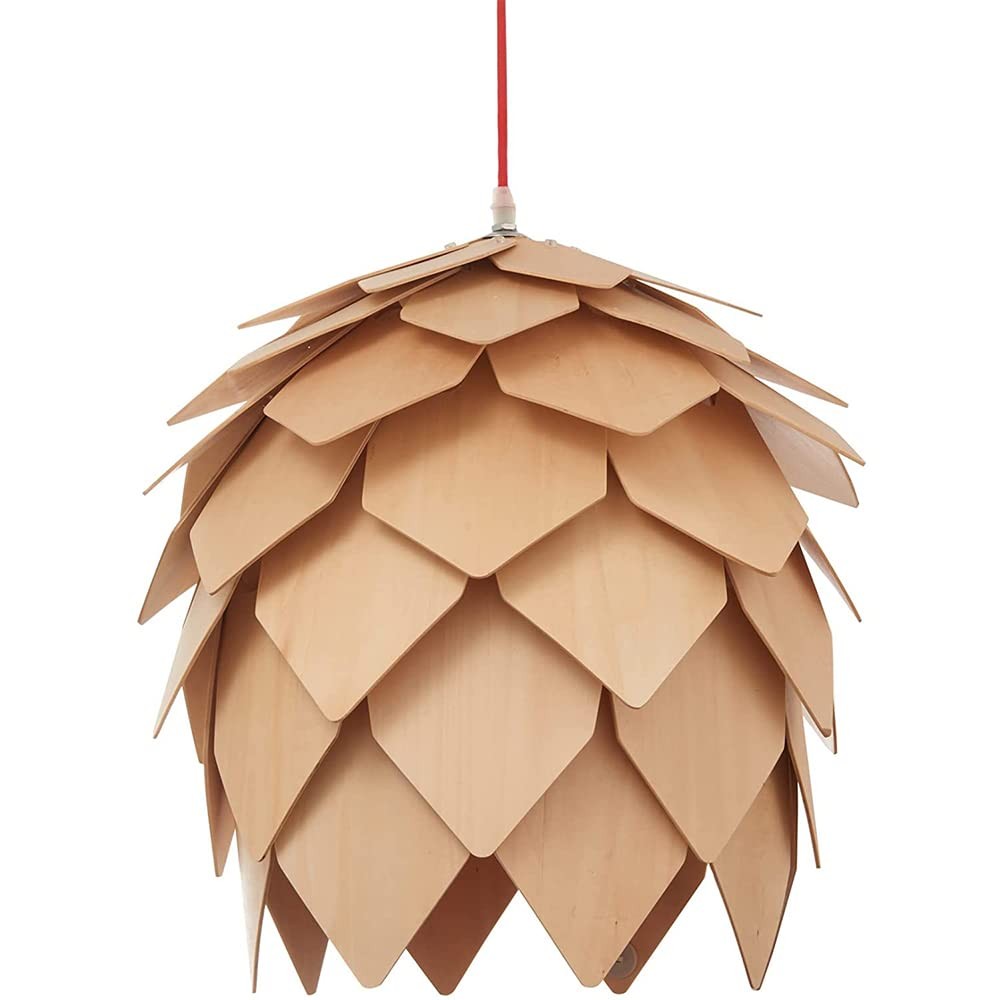 Lustre en bois de chêne de style architectural avec design puzzle géométrique