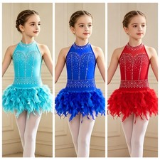 Girls Ballroom Latin Skirted Rhythmic Dancewear Fringe Leotard Practice Samba