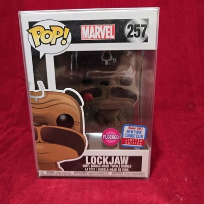 Funko Pop! Marvel Inhumans Lockjaw #257 Flocked 2017 Fall Con Exc. + protector