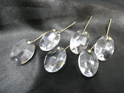 Crystal Prisms Elongated Oval Octagon Prisms 6 Facet NOS NEW 22mm x 15mm 2-Hole