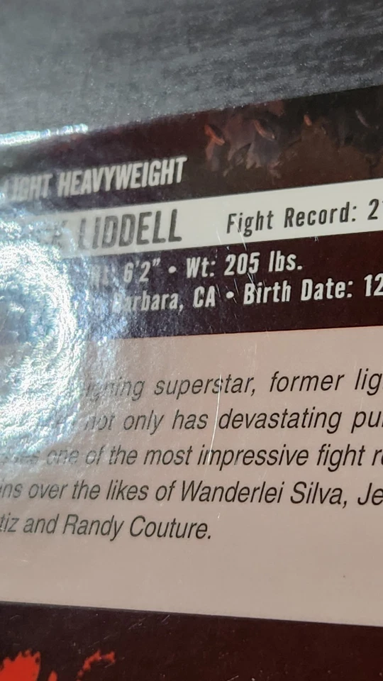 2009 Topps UFC Round 2 - Chuck Liddell - GOLD Rookie Card - RC - Rare HTF - Image 3 of 4