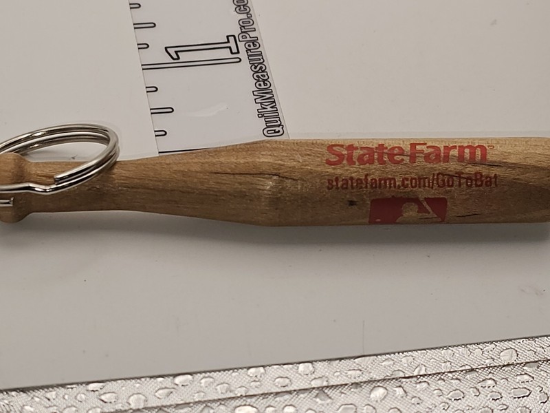 State Farm Insurance Wood Baseball Bat Promo 3" Long Keychain Key Ring