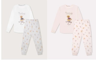 DAMEN JUGEND PYJAMA LANGARM INTERLOCH BAUMWOLLE PRINT HUNDE JADEA