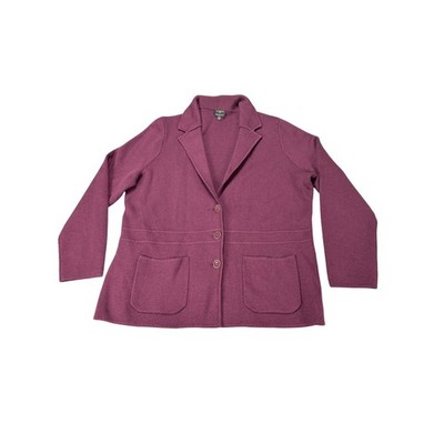 Talbots Woman Pure Merino Wool Blazer Cardigan Sweater Plum Purple 1X