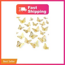 72 Pcs Gold Butterfly Decorations, Wall Decor, 3 Sizes 3 Styles 3D Butterfl...