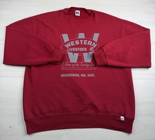 Vtg Russell Athletic Sweatshirt Red Crewneck Livestock Auction USA Made 90s XL