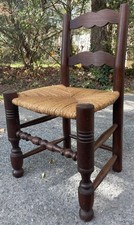 Chaise Bois Tourné Design Art Deco 1950 Vintage Dudouyt Fauteuil Ancien Basque