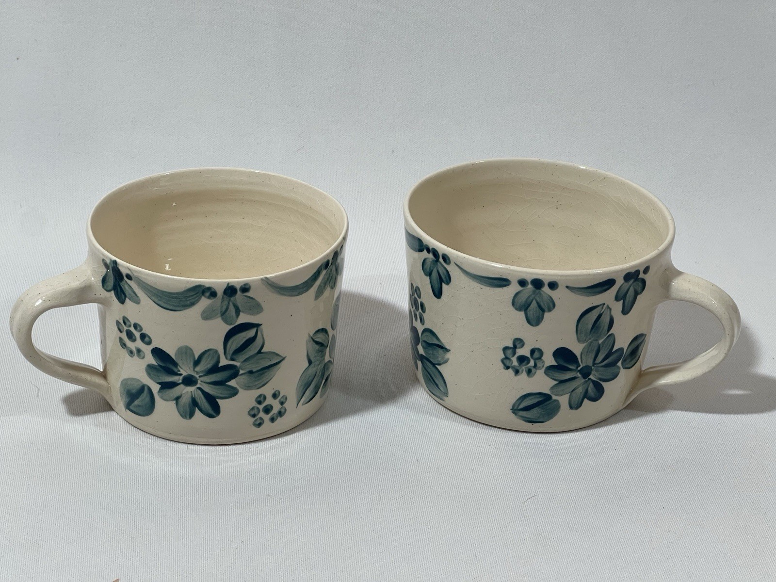 Anthropologie Nave Mugs Set Of 2 Blue Floral Cottagecore Coastal Decor