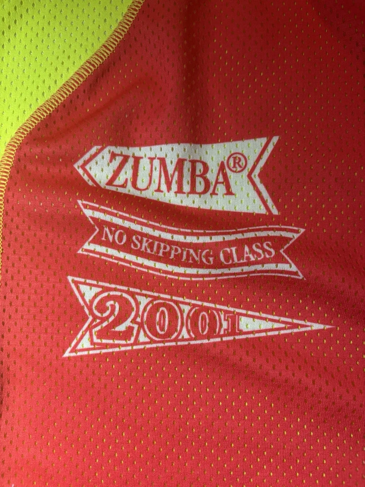 Zumba Prep 男女皆宜的棒球纽扣网眼球衣衬衫成人 L 霓虹色块 — 第 2/4 张图片