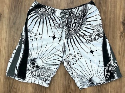 Y2K O'Neil Board Shorts AOP All Over Skulls Punk Grunge Surf Baggy Mens 34 x 10