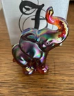 Vintage Fenton Plum Carnival Glass Iridescent Elephant Trunk Up Figurine 3.5"