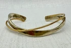 WIREPJ Small Sterling Silver and 14k Yellow Gold Geometric Design Cuff 5.5"