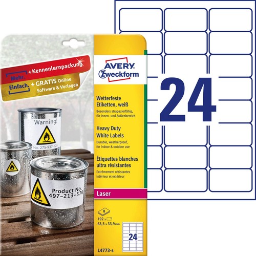 Avery Zweckform L6105-20 weerbestendige etiketten A4 63,5 x 29,6 mm