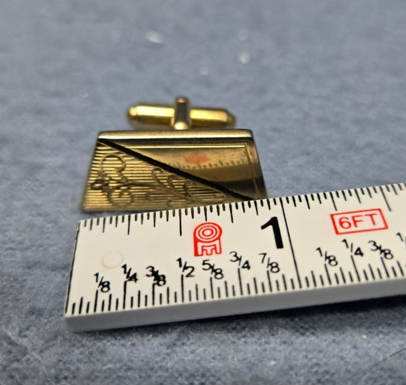 Cufflinks With Split Vine Scroll Pattern Vintage … - image 4