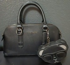 Steve Madden Black Satchel Top Handle Bag small/medium Bag Charm Zip Closure