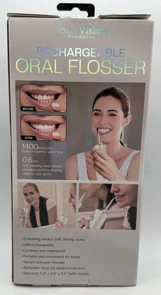 Total Vision Oral Flosser 5.5oz Water Tank Rechargeable Dental USB Waterproof - Image 4 of 4