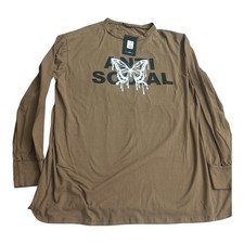 Fashion Nova I’m Not Social Tunic Top Long Sleeve Brown Size 2XL NWT